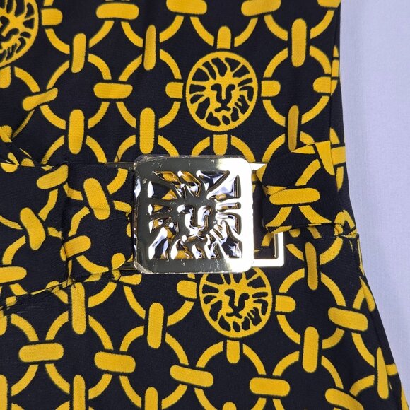 Anne Klein 16 Wrap Style Midi Maxi Dress Yellow Black Abstract Print Elegant - Picture 14 of 14